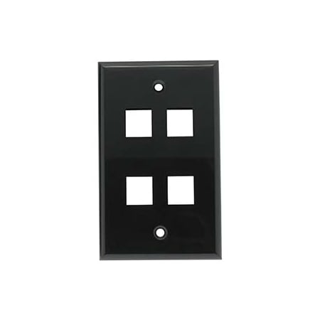 Bestlink Netware Smooth Face Keystone Wallplate- 4Port- Black 101834BK